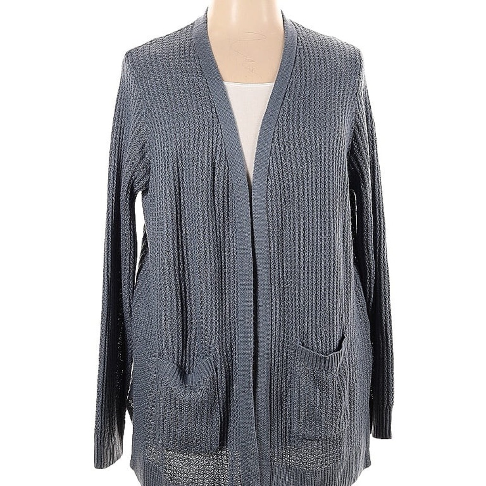 Market & Spruce Blue Gray Ribbed Knit Cardigan